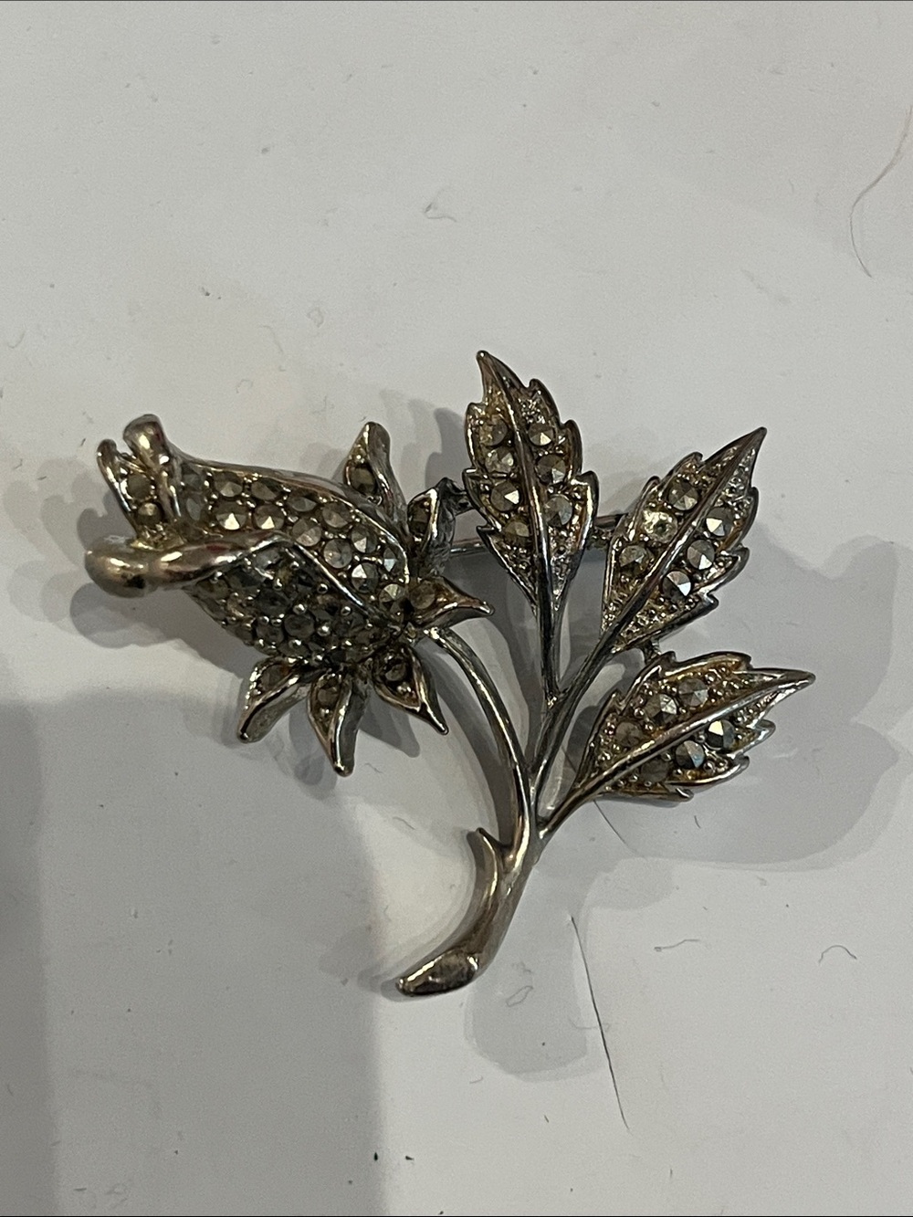 VINTAGE LISNER MARCASITE ROSE BROOCH